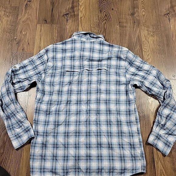 Redhead Shirt Mens Medium Blue Button Up Roll Tab Outdoors Bamboo Poly Vented - Picture 6 of 7